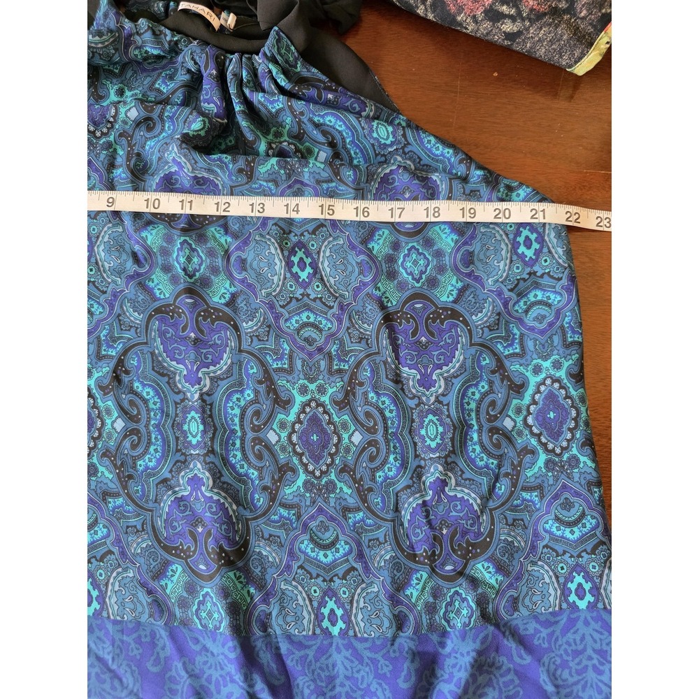 NWT T Tahari Blouse Womens Large Blue Paisley Halter Chiffon‎ Lined Office Party - Picture 10 of 11